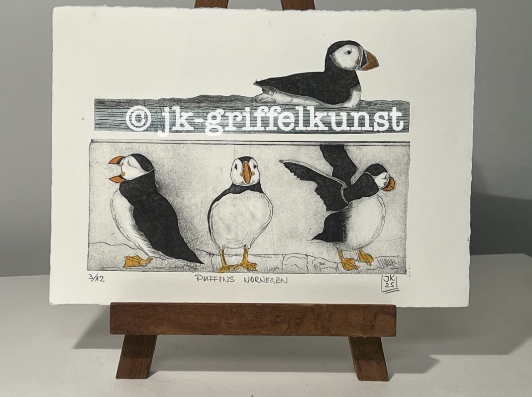Originaradierung Puffins Norwegen