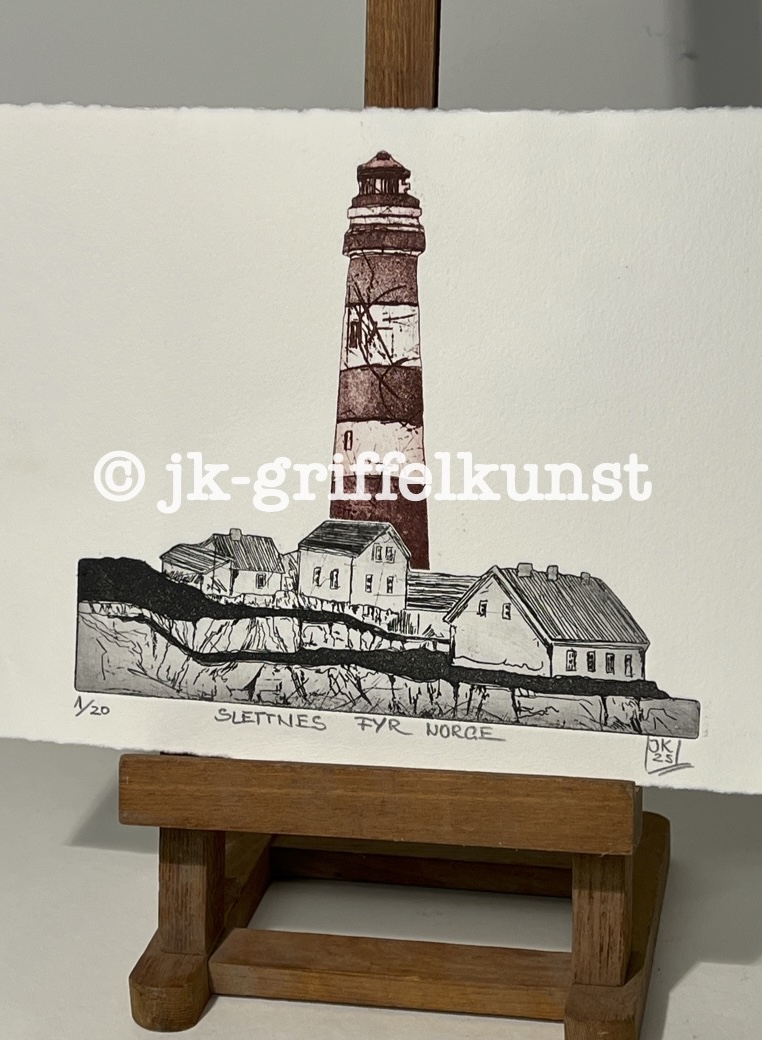 Originalradierung Slettnes Fyr Norge