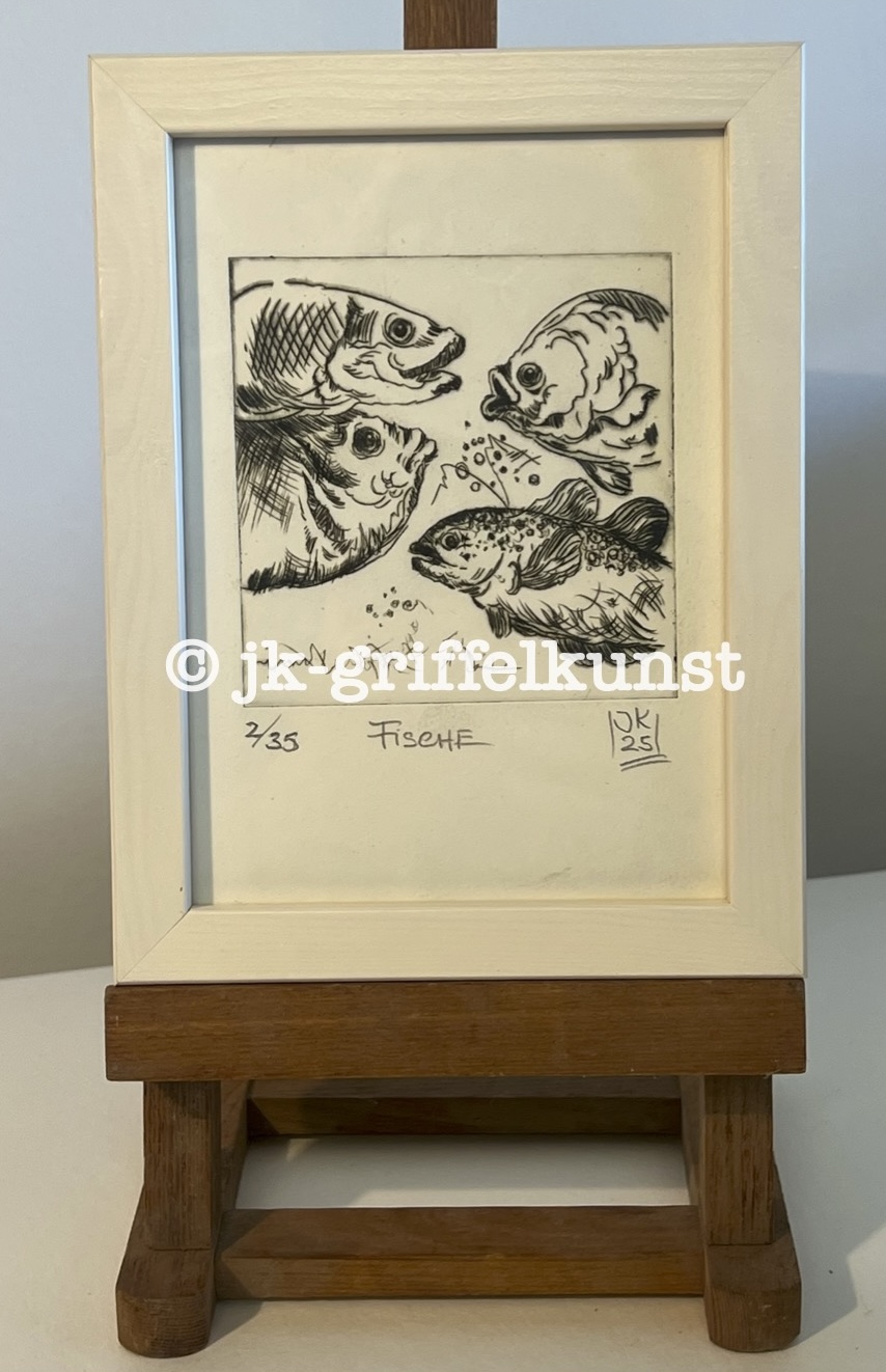 Originalradierung Fische