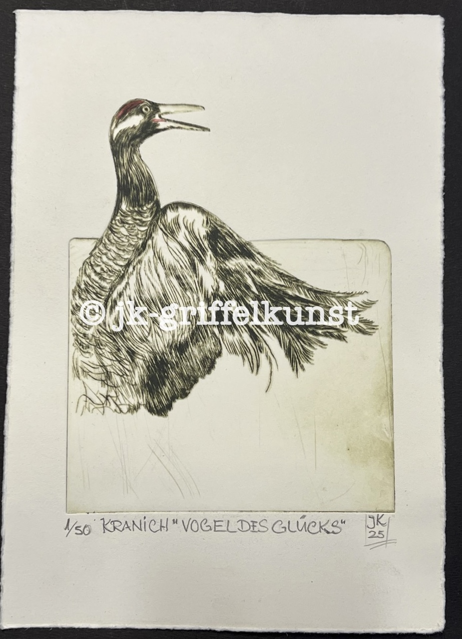 Originalradierung Kranich