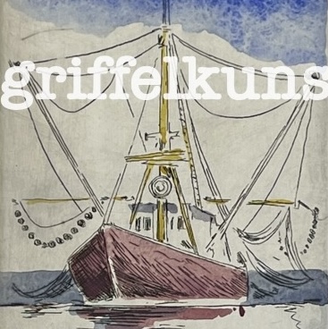 Originalradierung Schleppnetzfischer