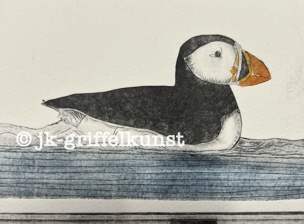 Originaradierung Puffins Norwegen
