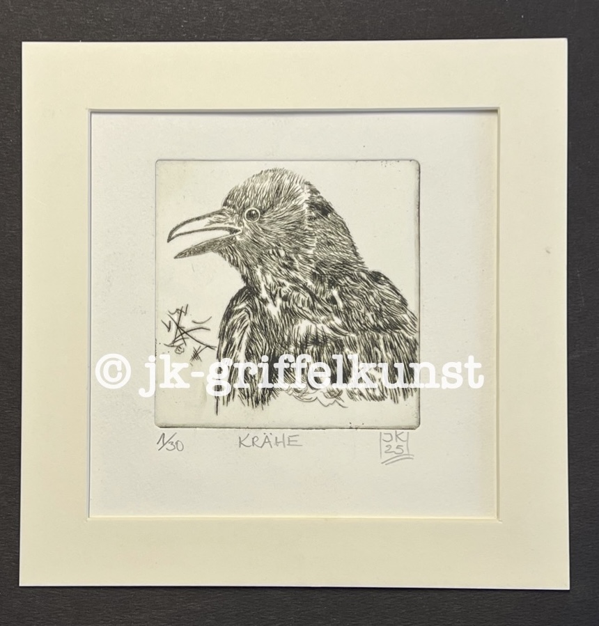 Originalradierung Krähe