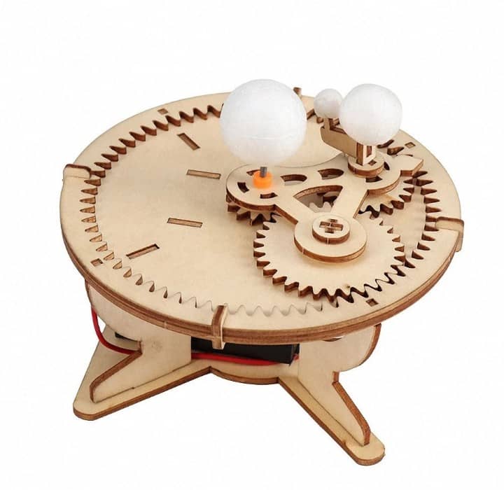 DIY Wooden Kit Sun, Earth & Moon Orbital, Electric Solar System Model Science Toy Rotating Astrinomy