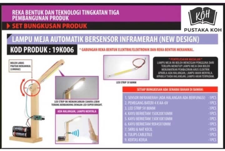 Lampu Meja Automatik Bersensor Inframerah, RBT Tingkatan 3 DIY