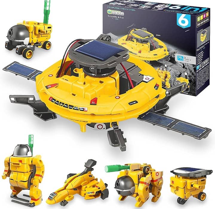 STEM (Blue/Yellow) 6 in 1  Solar Power Constructions Kit Space Robot Toys