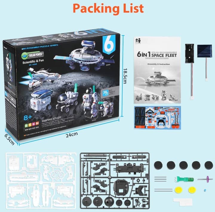 STEM (White) 6 in 1  Solar Power Constructions Kit Space Robot Toys