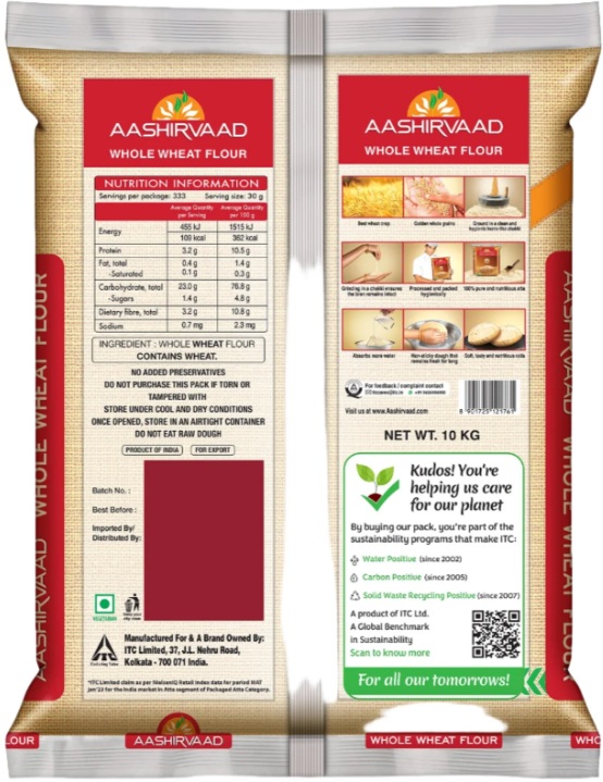 Aashirvaad Flour Whole Wheat Chakki Atta 10Kg