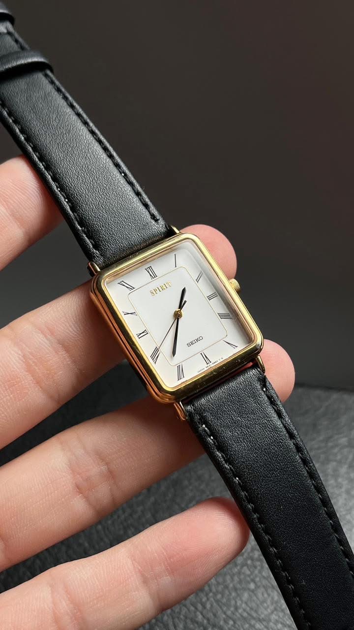 Seiko Spirit — Gold-Tone Rectangular Dress Watch
