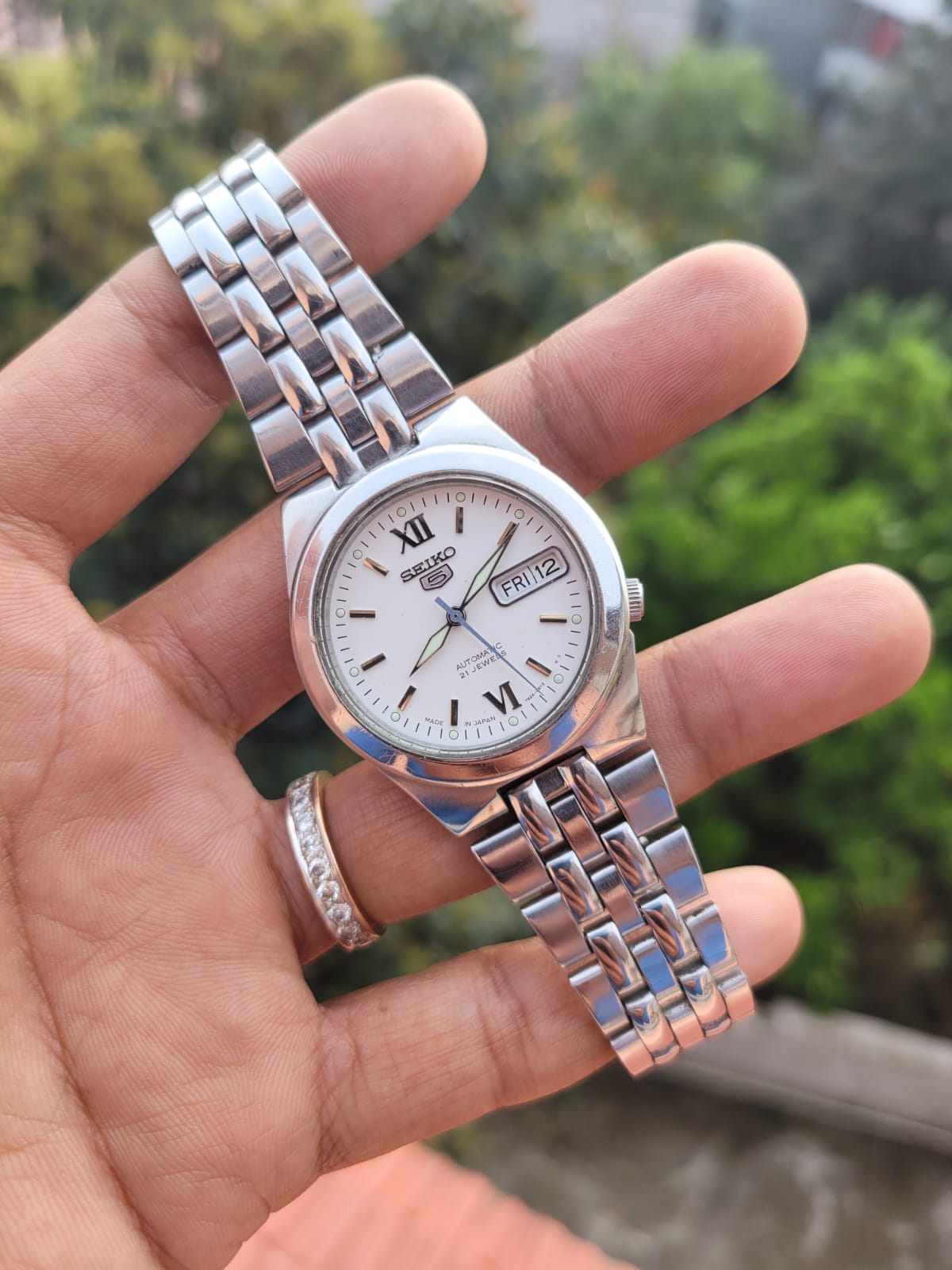 Seiko 5 Automatic 21 Jewels JDM - White Roman/Arabic (SNKE37J1)