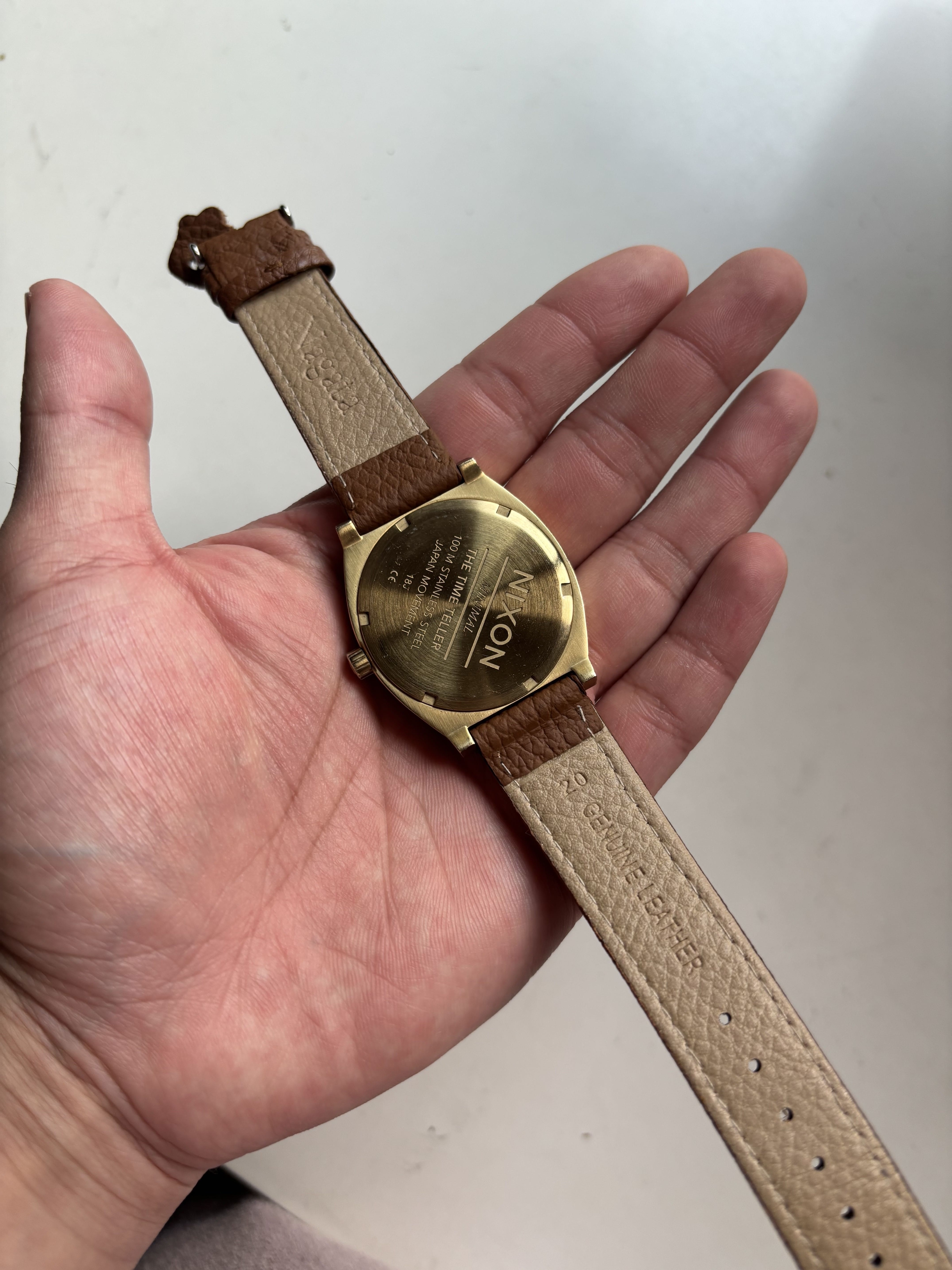 Nixon Time Teller Leather (Light Gold / White Sunray)