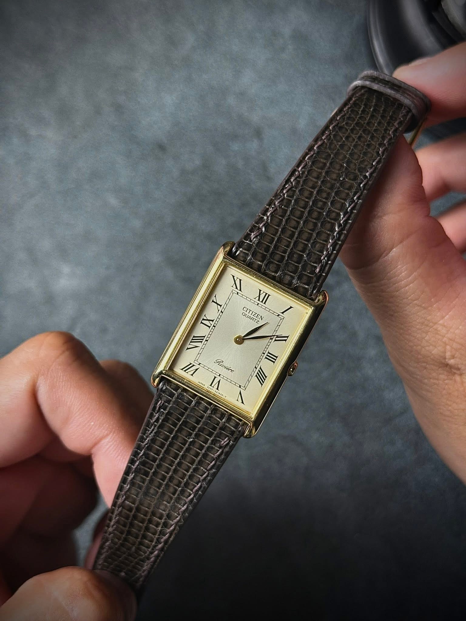 Citizen Quartz — Gold-Tone Tank Dress Watch