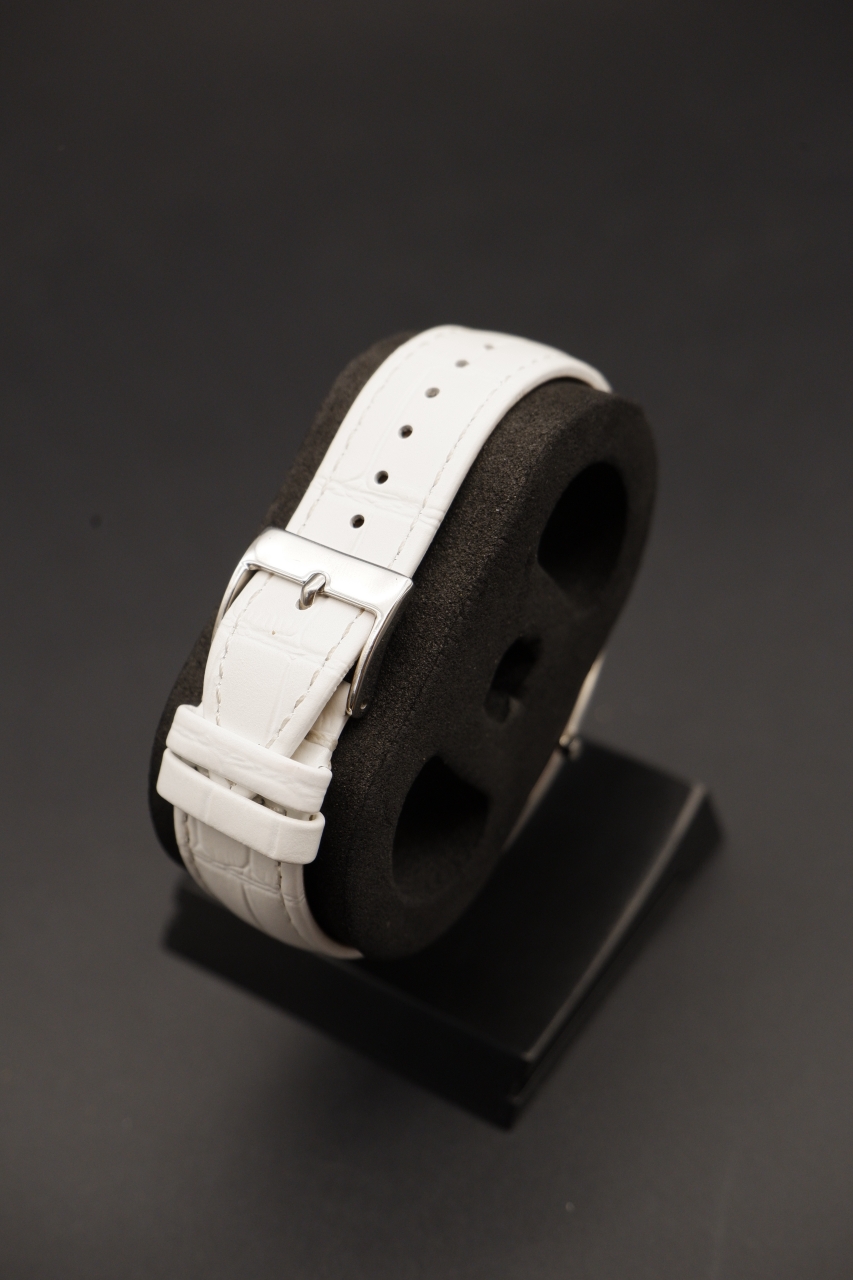 Titan Edge White Dial, White Leather Strap