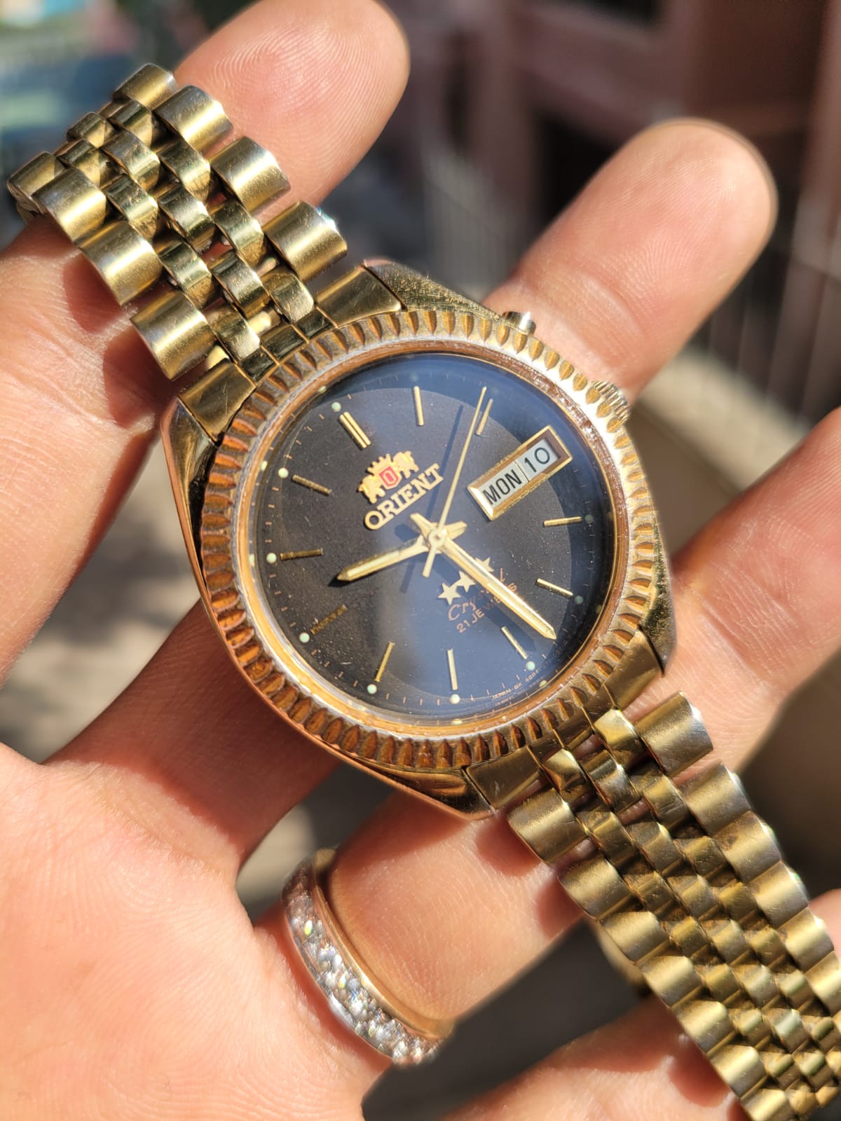 Orient Three Star Crystal - Navy/Gold (c. 1970s-80s)