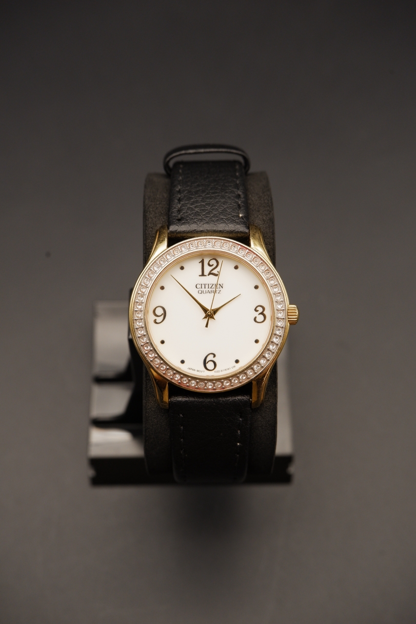 Citizen Quartz Dress Watch Diamond Bezel Gold-Tone