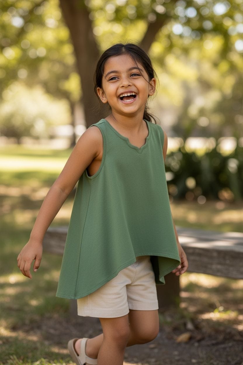 Sleeveless Green Tunic Top