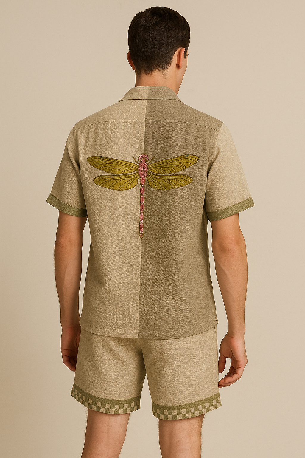 Beige Linen Short Set 