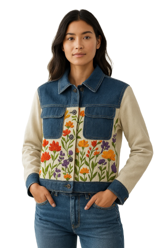 Floral Embroidered Denim Jacket