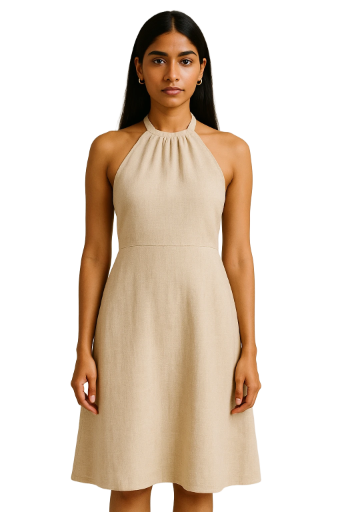 Beige Halter-Neck Dress