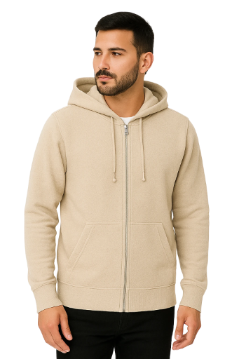 Beige Zip-Up Hemp Hoodie