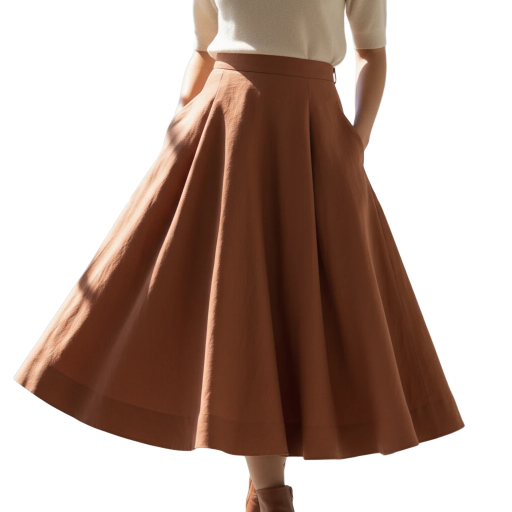 Elegant Rust-Colored Midi Skirt