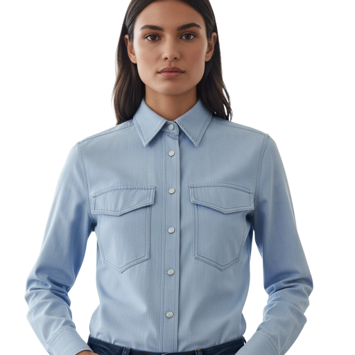 Light Blue Button-Up Denim Shirt