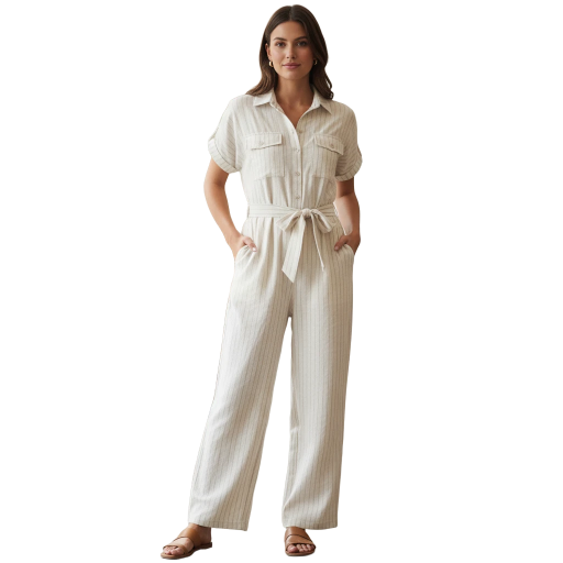 Beige Linen Jumpsuit