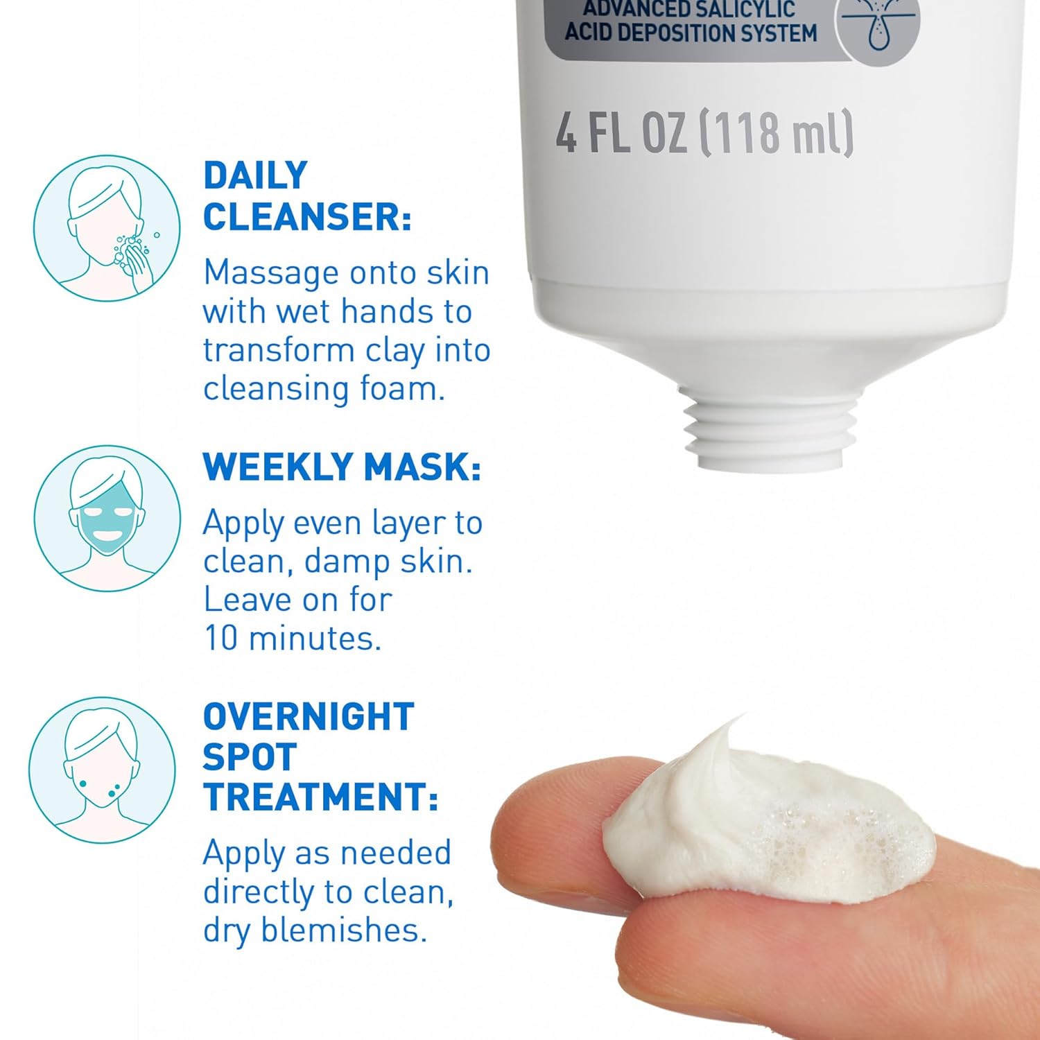 CeraVe acne cleanser clay to foam