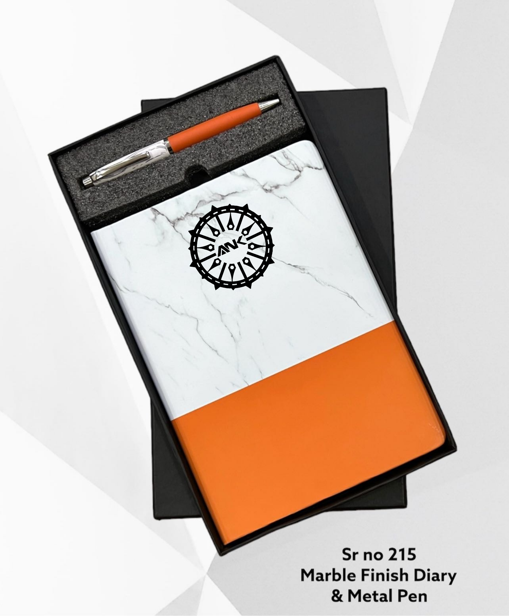 Marble Finish Diary & Metal Pen Combo