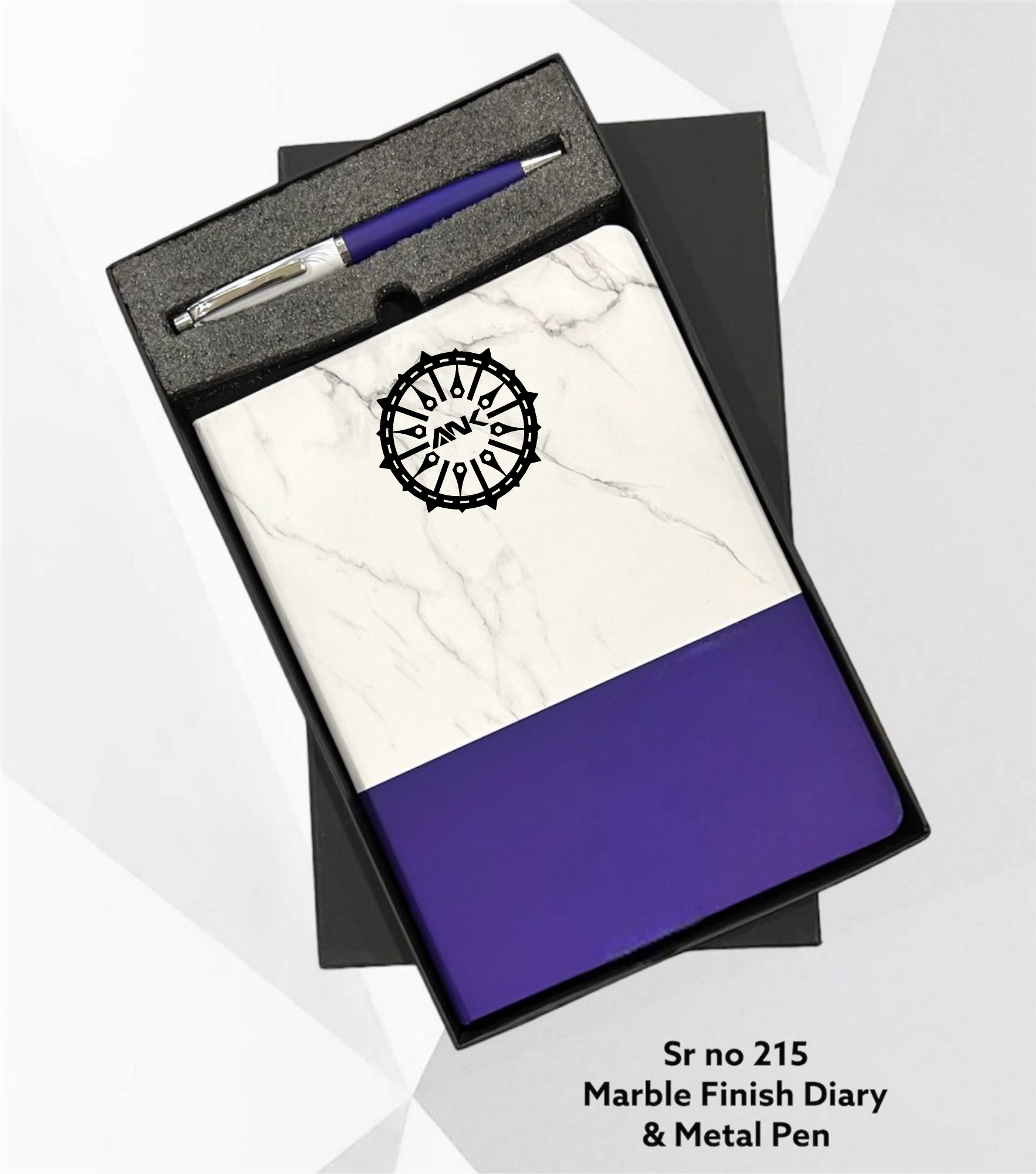 Marble Finish Diary & Metal Pen Combo