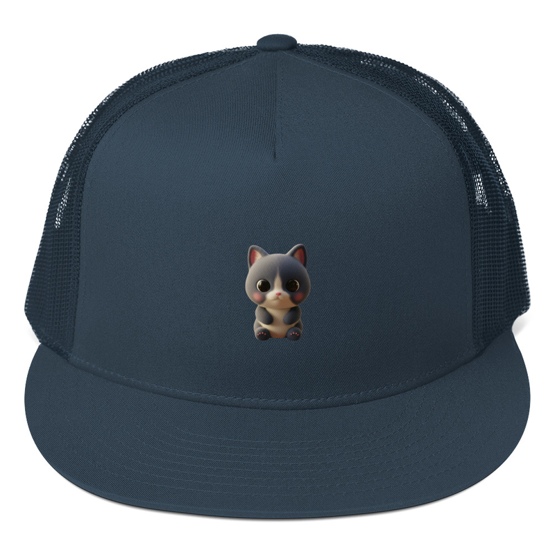 Red and White Cat Cartoon Trucker Hat