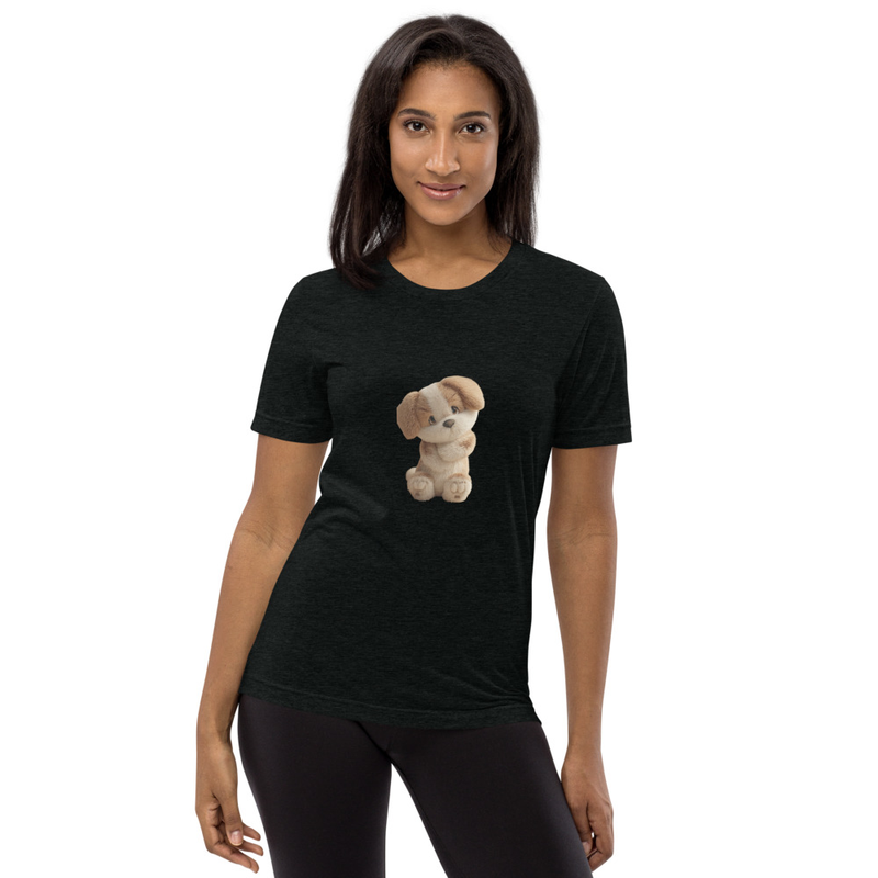 Short sleeve Teal T-shirt with Cute Puppy Print
