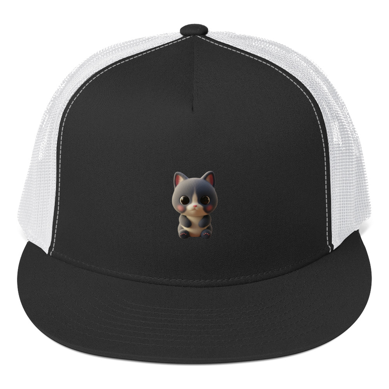Red and White Cat Cartoon Trucker Hat