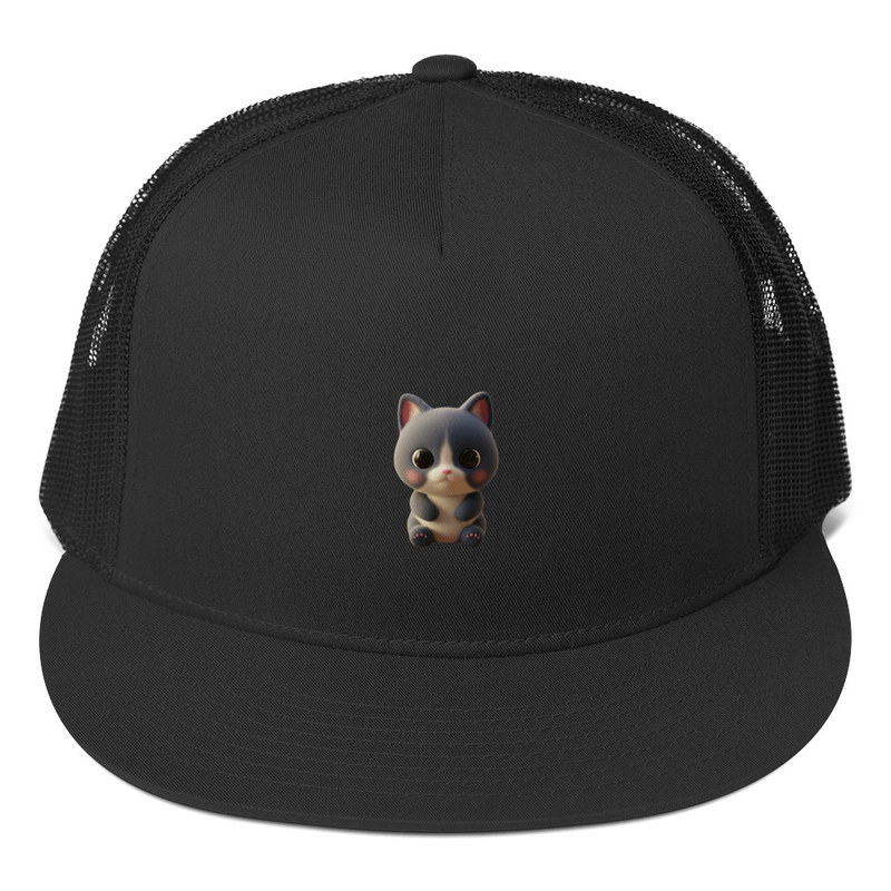 Red and White Cat Cartoon Trucker Hat