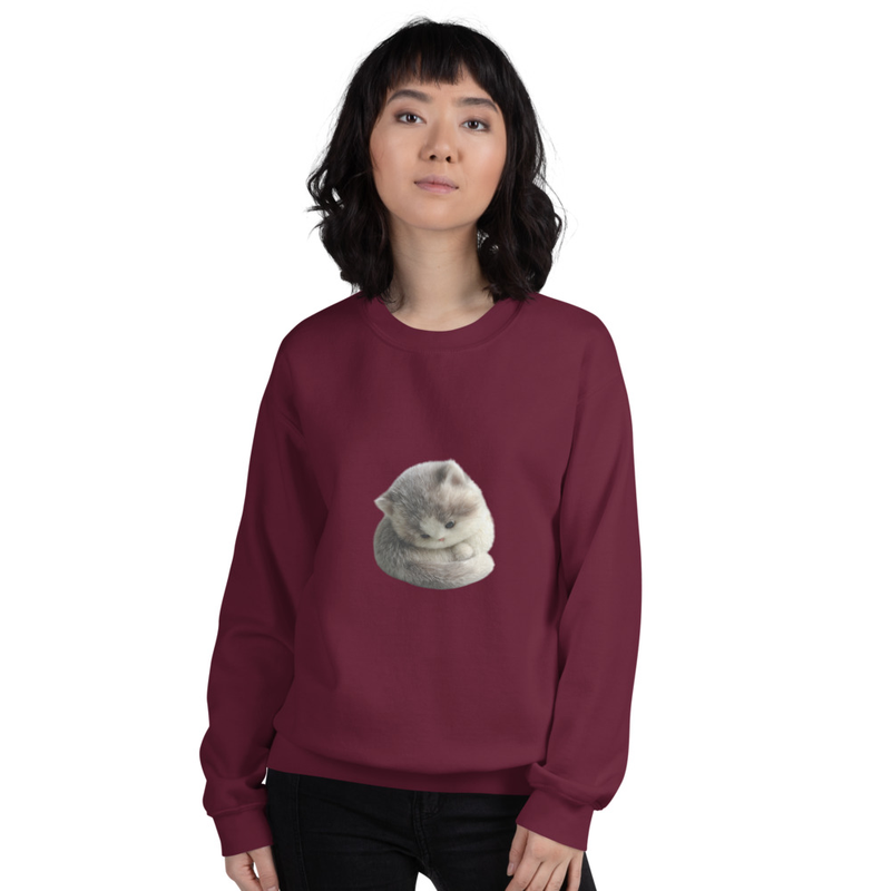 Burgundy Cat Print Unisex Sweatshirt