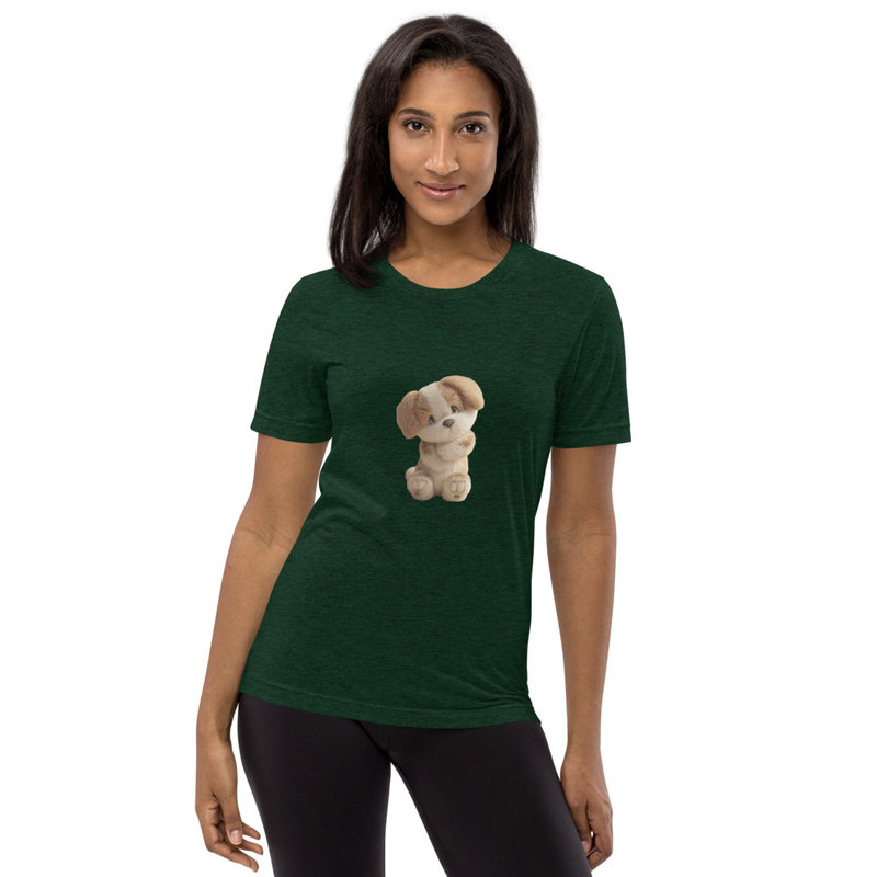 Short sleeve Teal T-shirt with Cute Puppy Print