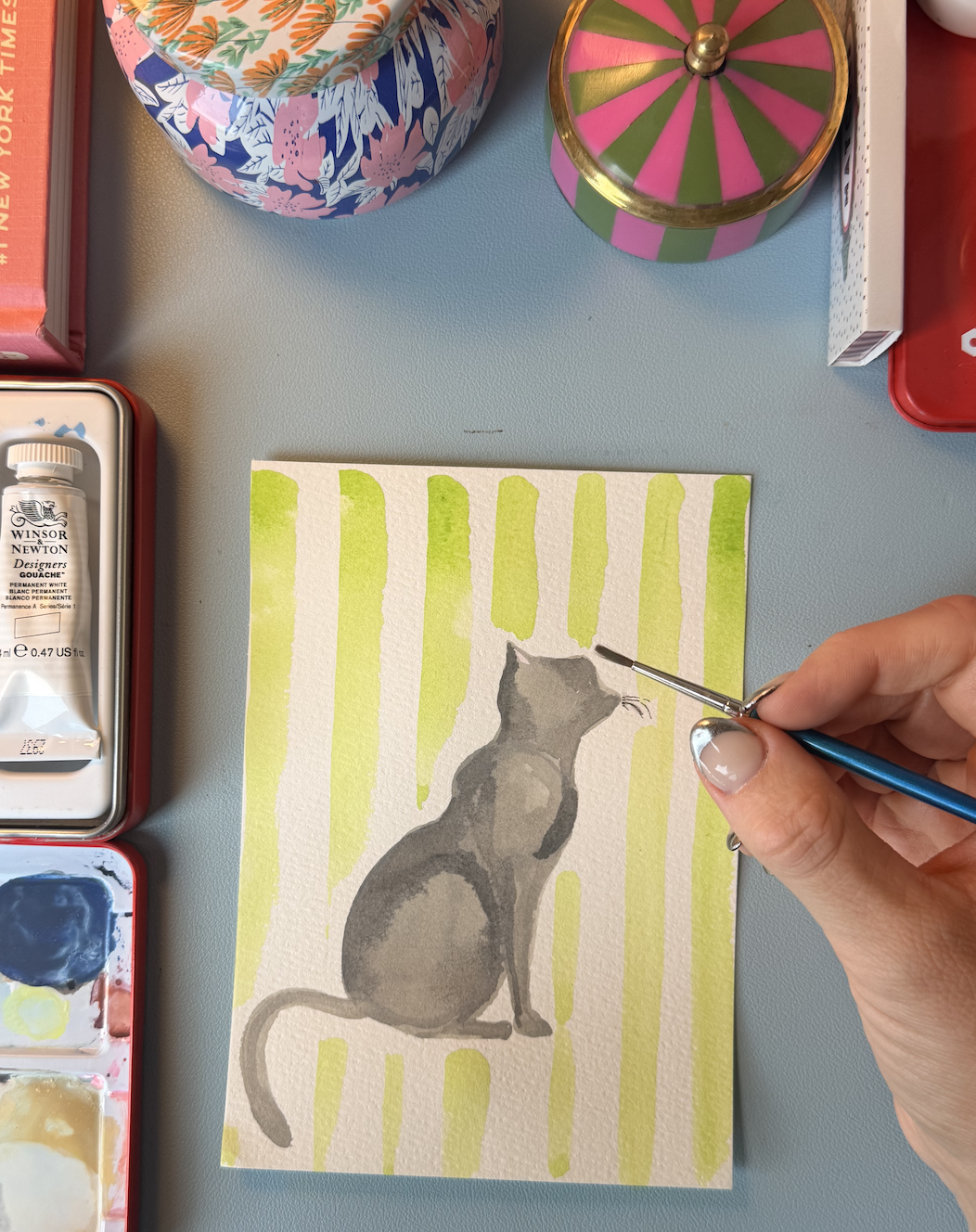 Grey Cat Print