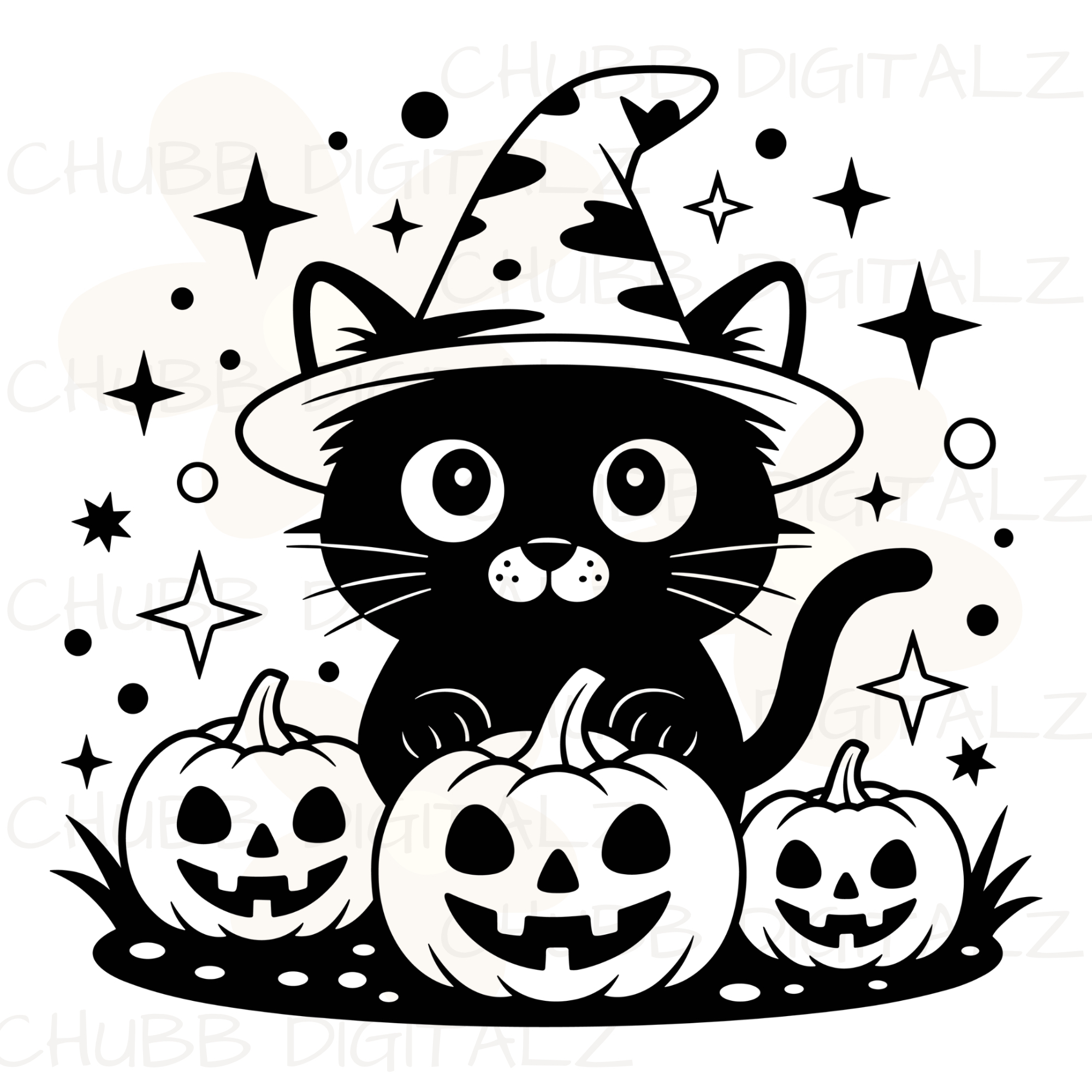 A Black Cat with Pumpkins SVG PNG | Halloween | Black Cat | Pumpkins | Digital Download | Instant File