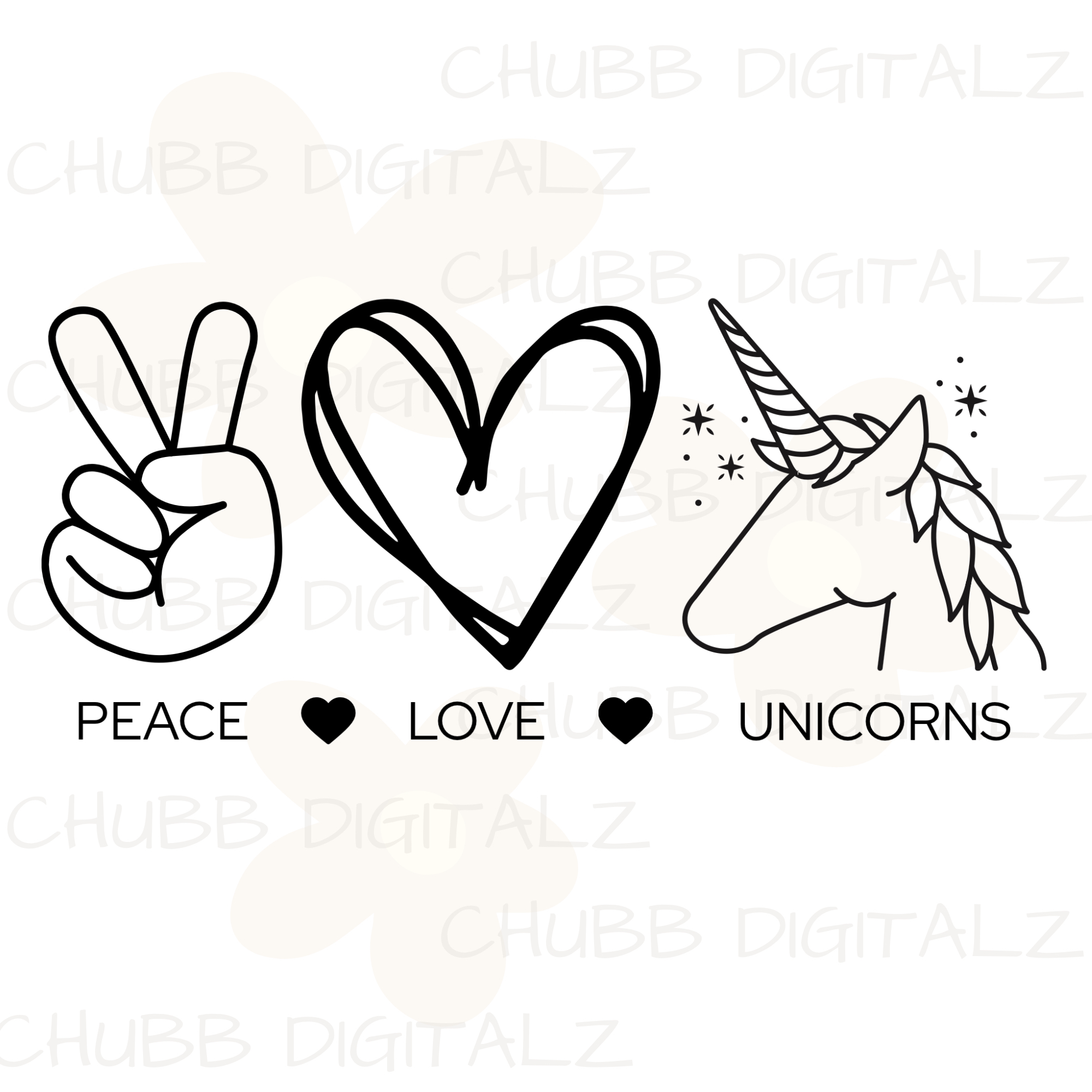 Peace Love Unicorns SVG PNG | Peace | Love | Unicorns | Digital Download | Instant File