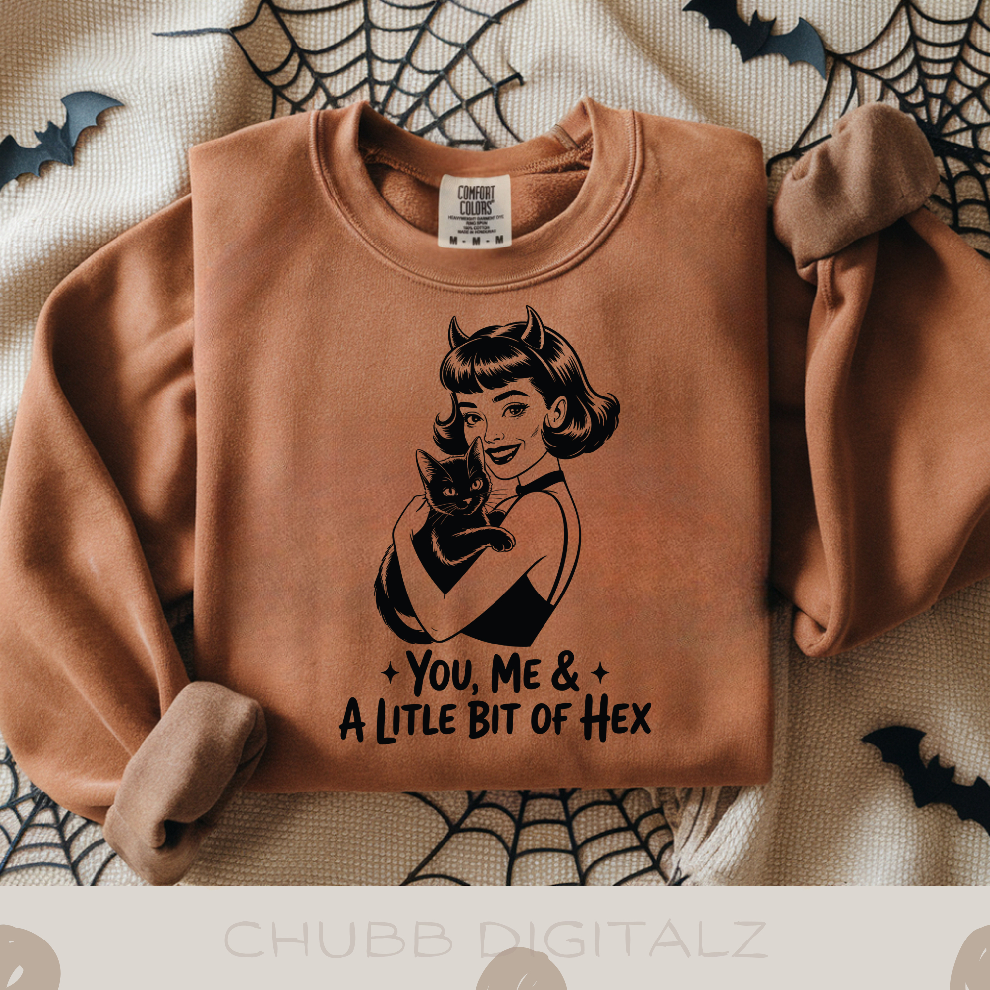 You, Me, & A Little Bit of Hex SVG PNG | Halloween | Pinup Girl | Black Cat | Digital Download | Instant File