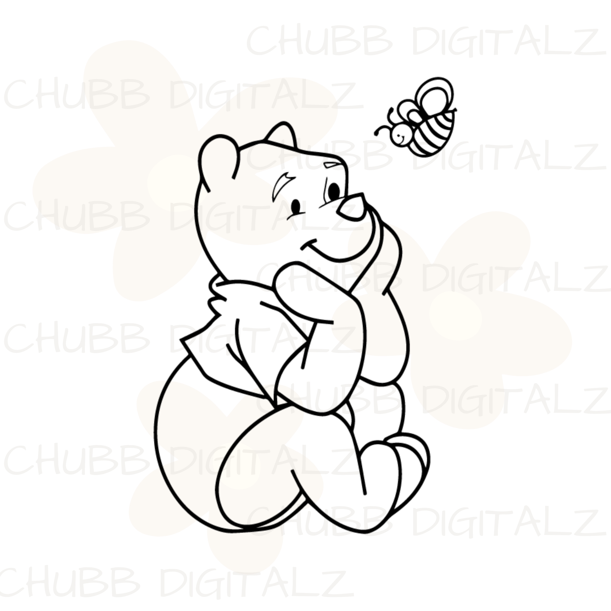 Winnie The Pooh and A Bee SVG PNG | Cartoon | Winnie The Pooh | Digital Download | Instant File