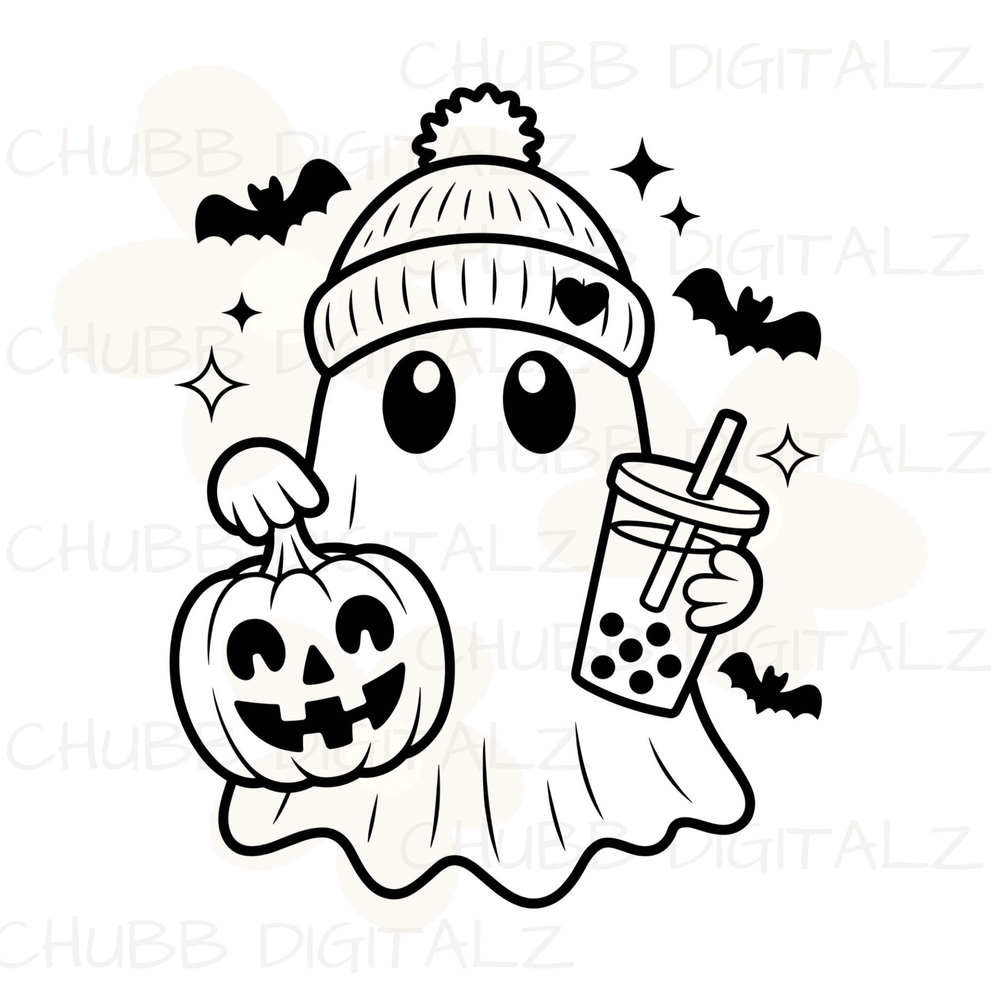 Ghost with Ice Coffee SVG PNG | Halloween | Ghost | Pumpkin | Bat | Ice Coffee | Digital Download | Instant File