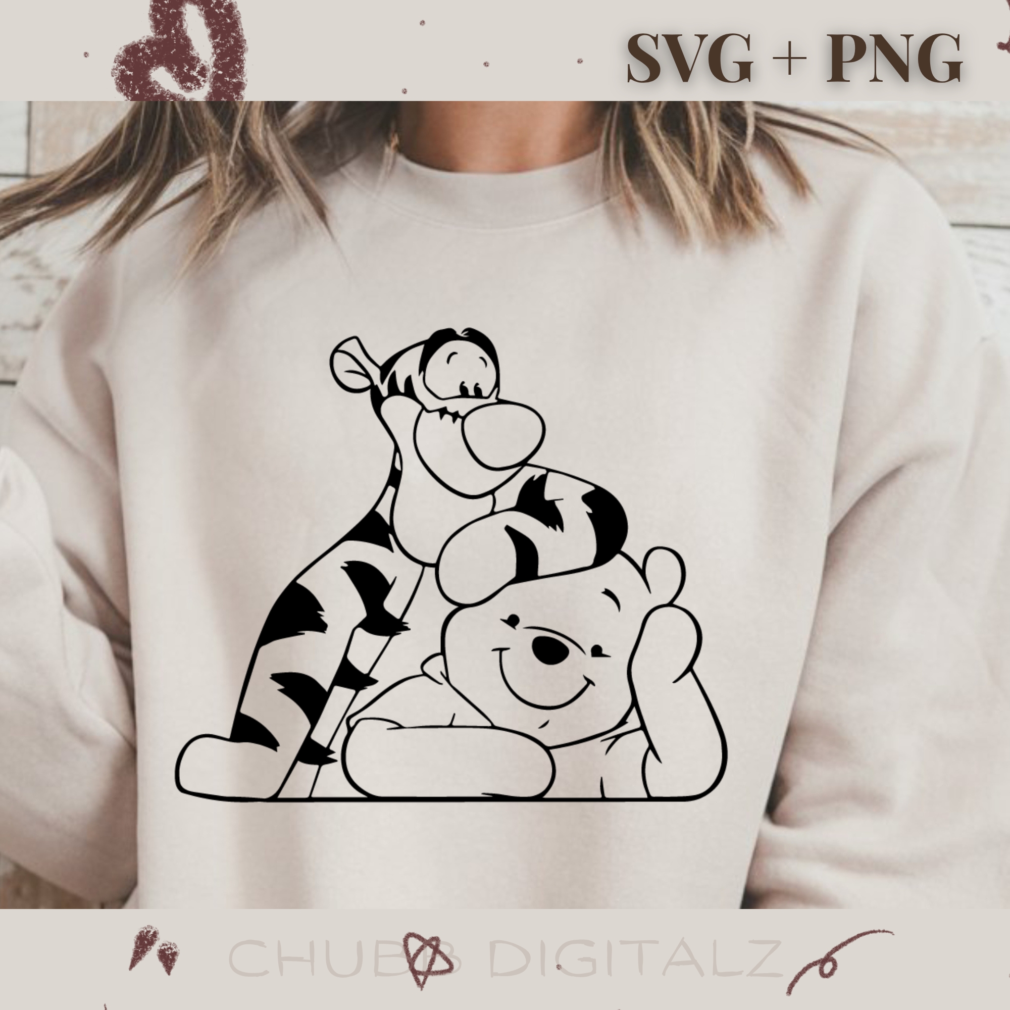 Winnie The Pooh and Tigger SVG PNG | Cartoon | Winnie The Pooh | Tigger | Digital Download | Instant File