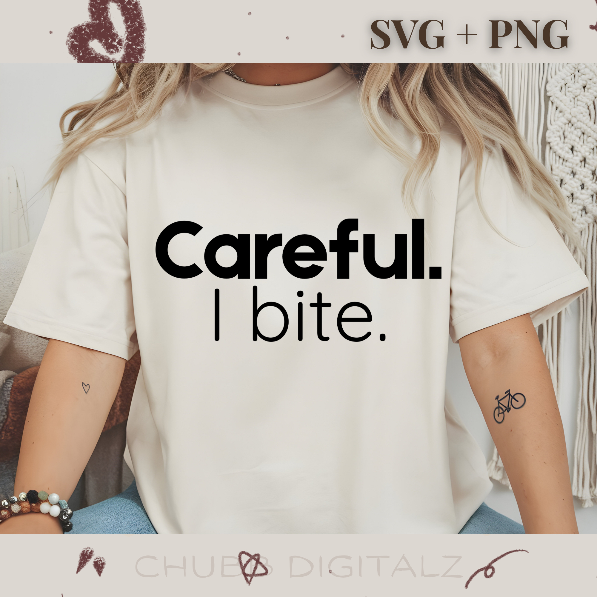 Careful. I Bite SVG PNG | Cute | Digital Download | Instant File