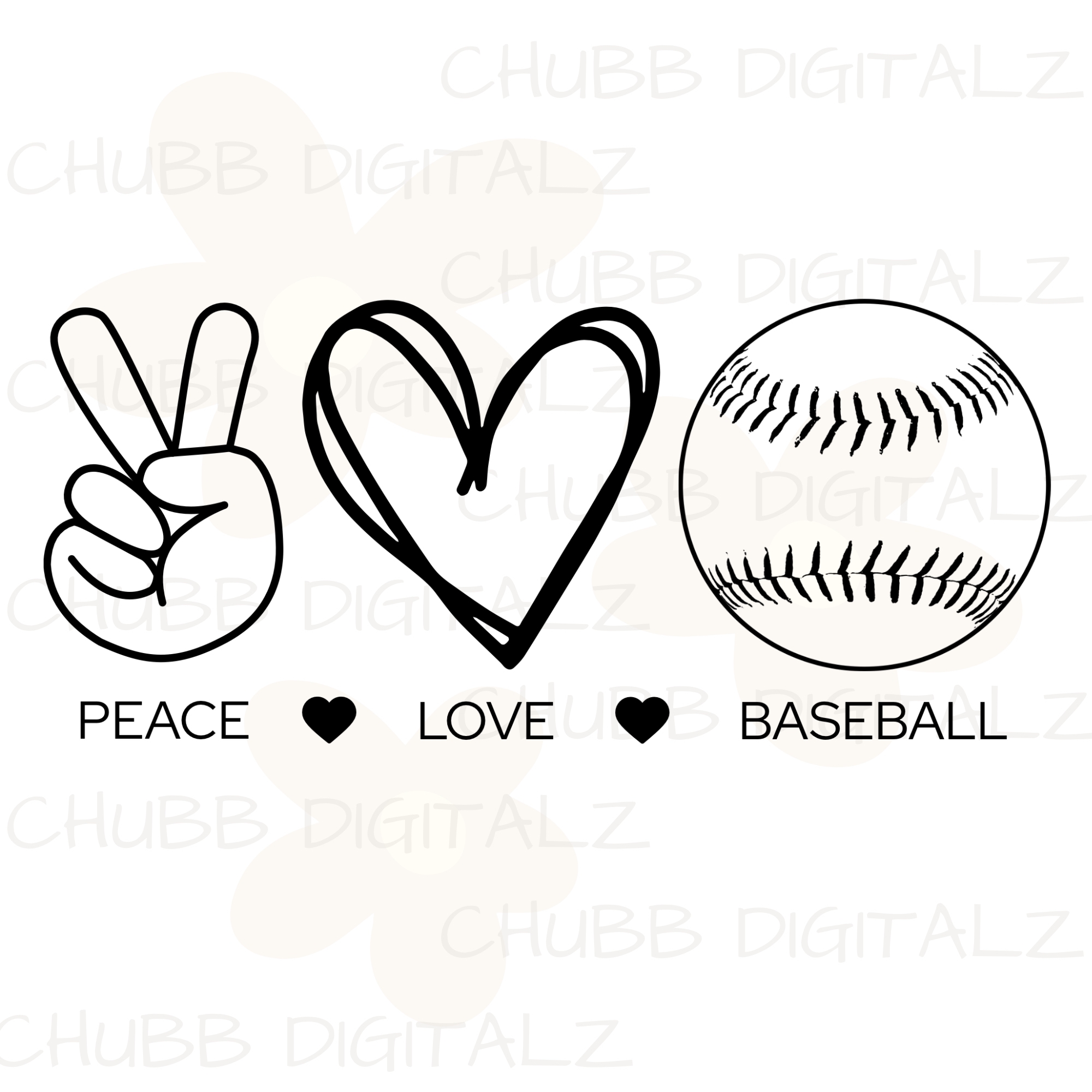 Peace Love Baseball SVG PNG | Peace | Love | Baseball | Digital Download | Instant File