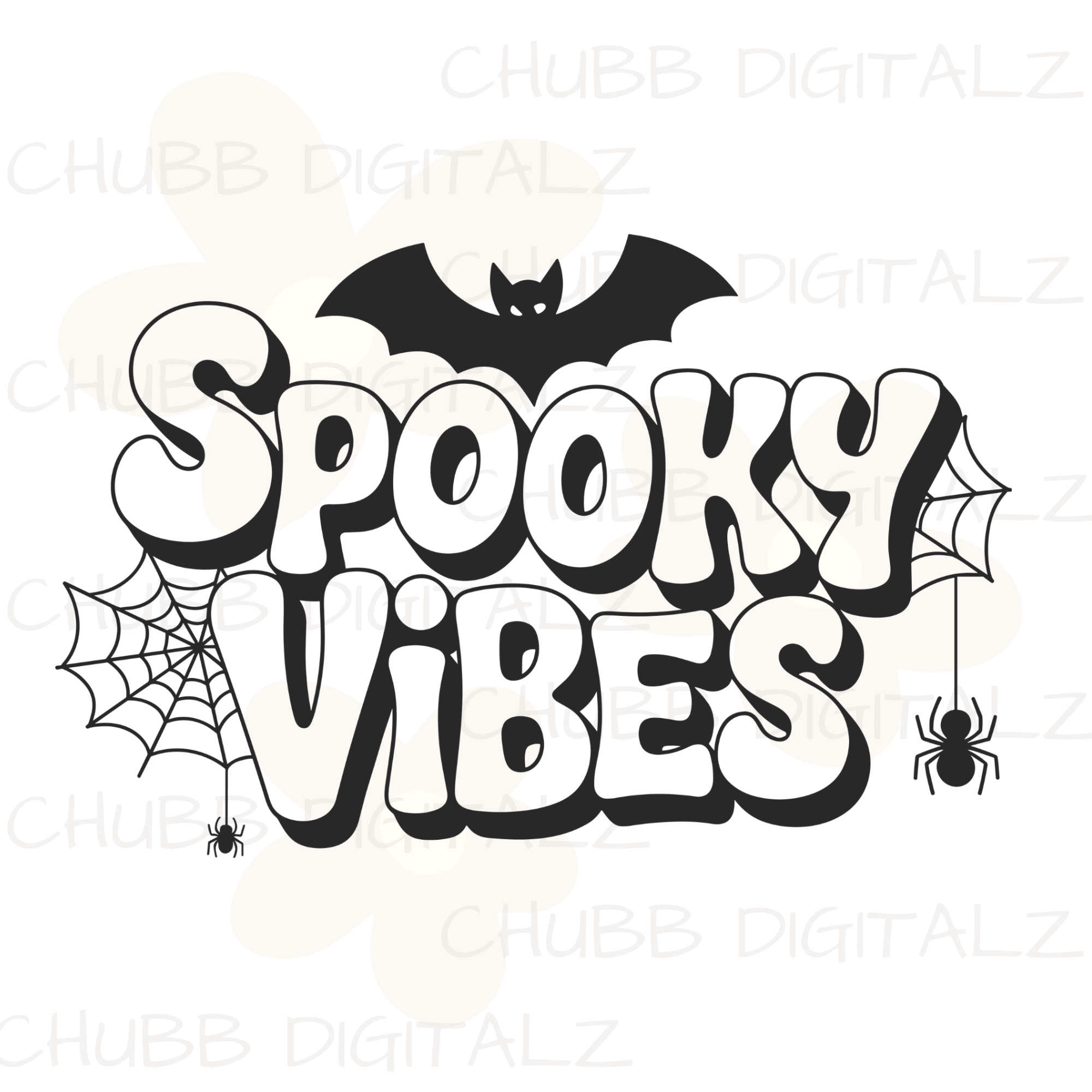 Spooky Vibes SVG PNG | Halloween | Spider | Bat | Digital Download | Instant File