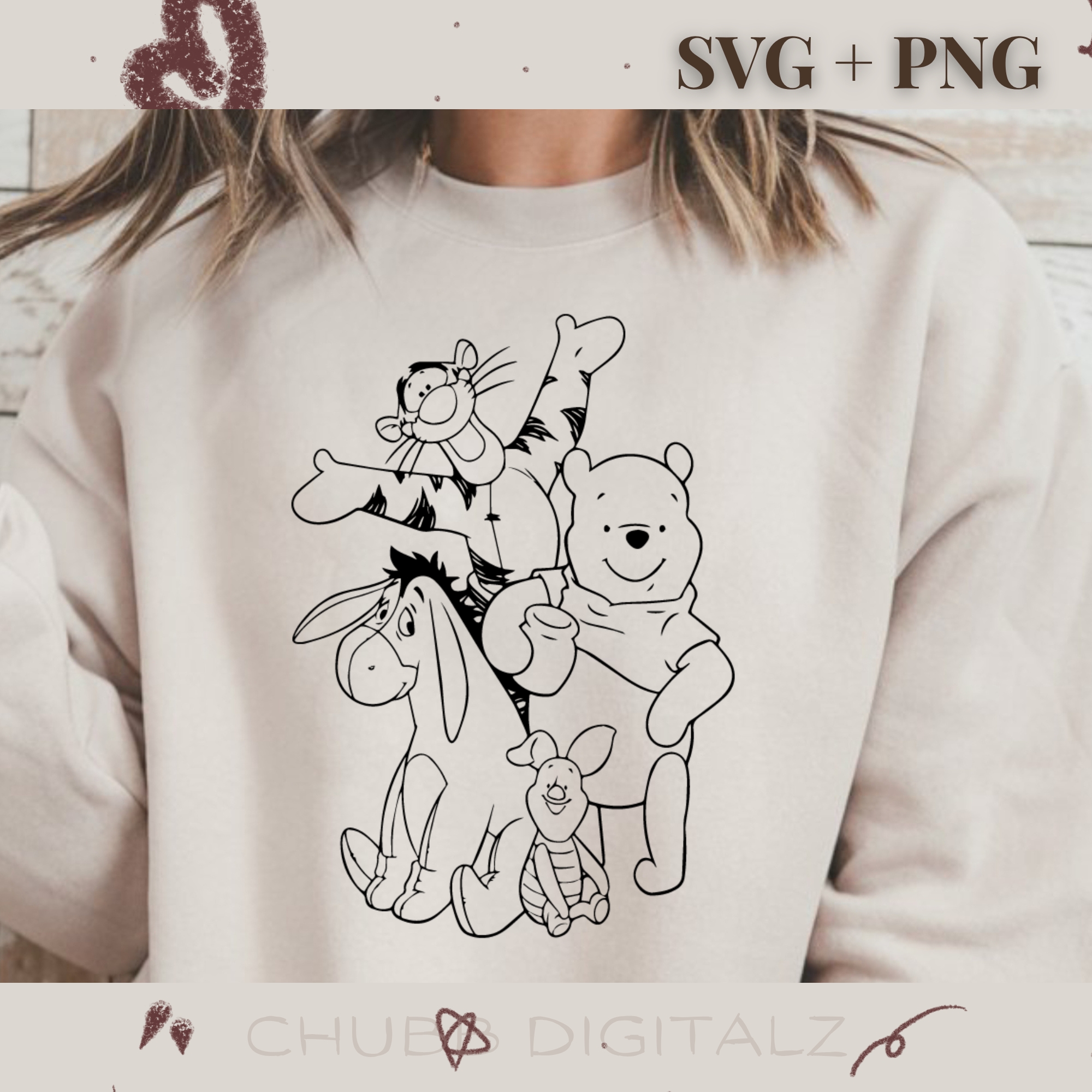 Winnie The Pooh and the Gang SVG PNG | Cartoon | Winnie The Pooh | Tigger | Piglet | Eeyore | Digital Download | Instant File
