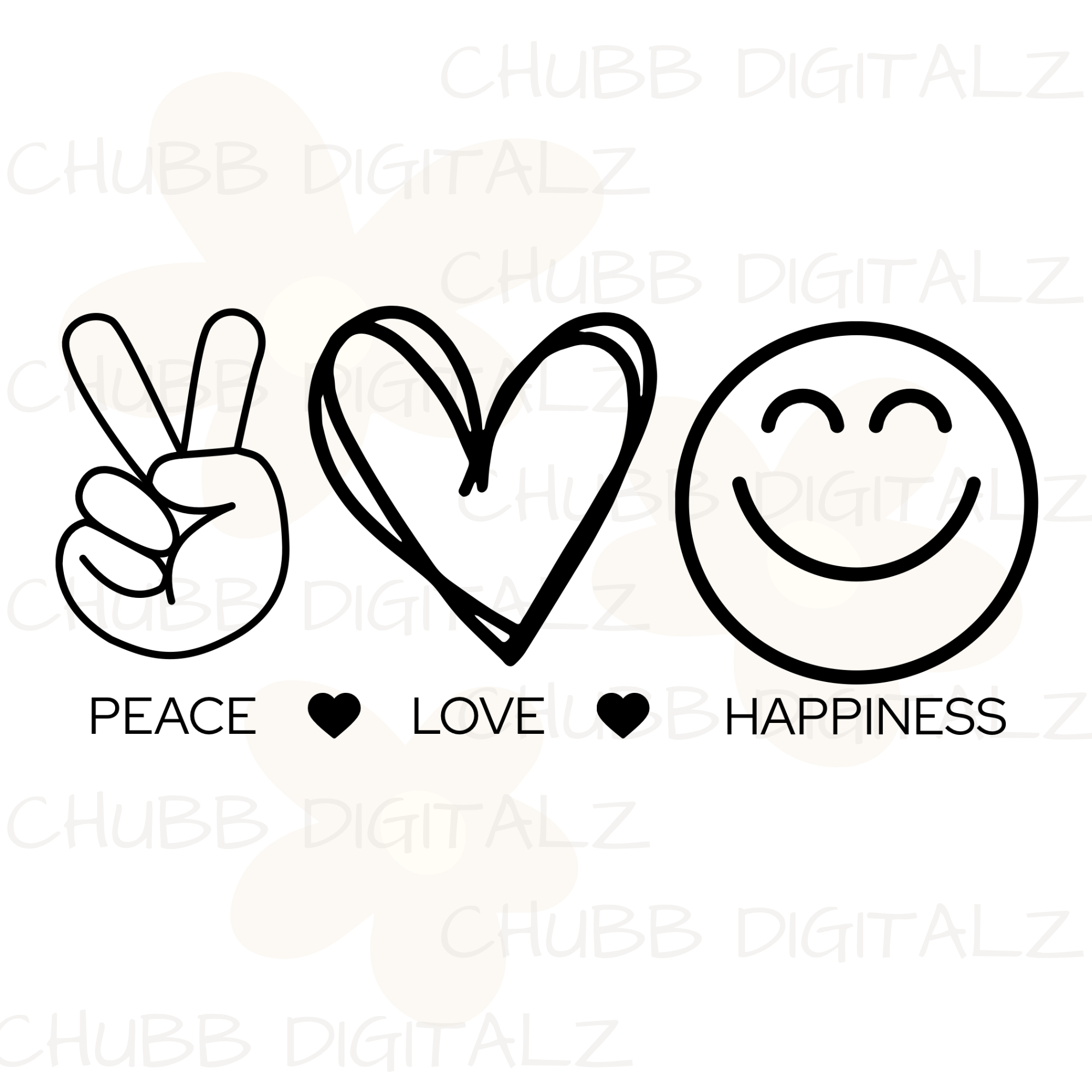 Peace Love Happiness SVG PNG | Peace | Love | Happy | Joy | Digital Download | Instant File