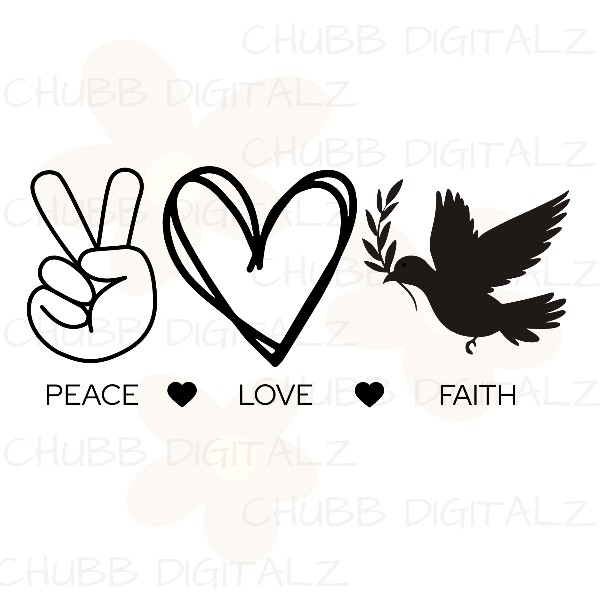 Peace Love Faith SVG PNG | Peace | Love | Faith | Jesus | God | Religious | Religion | Digital Download | Instant File