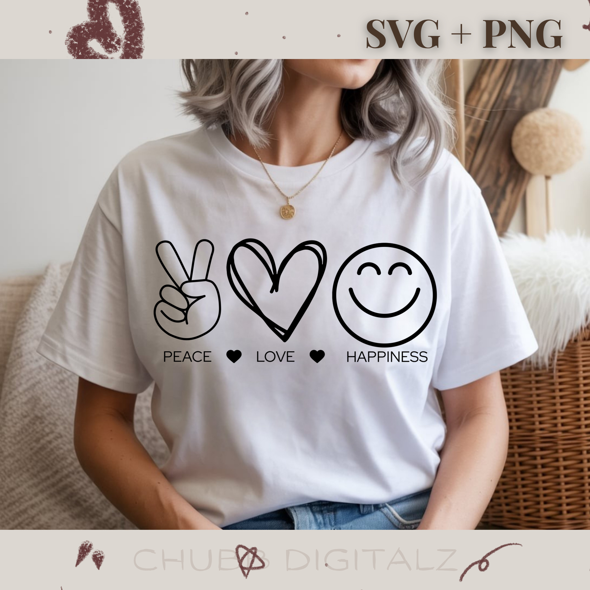 Peace Love Happiness SVG PNG | Peace | Love | Happy | Joy | Digital Download | Instant File